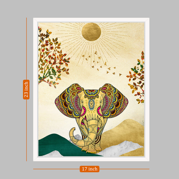 The Rise of Royal Elephant Canvas Art Print, For Home & Office Décor Sunrise