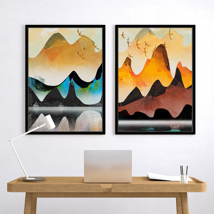 Landscape Theme Multicolored Framed Canvas Art Print, For Home & Office Decor