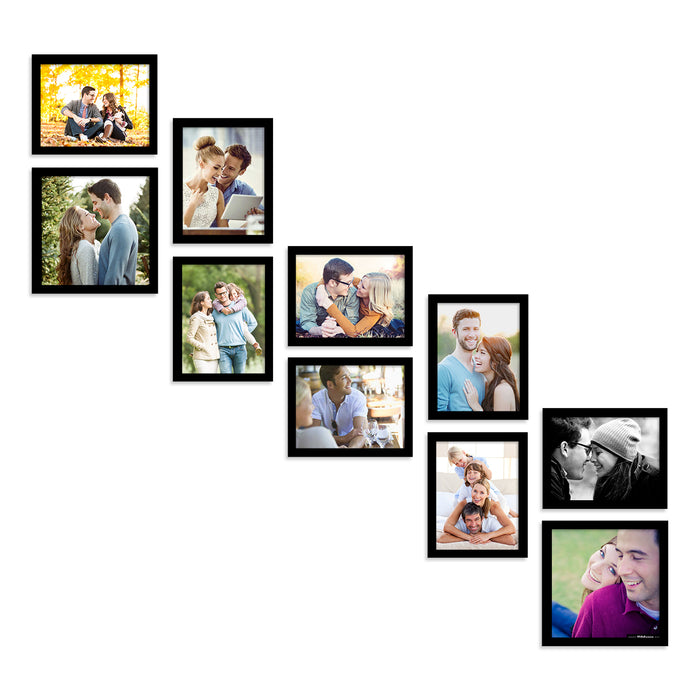 Elevated Set of 10 Individual Black Wall Photo Frame