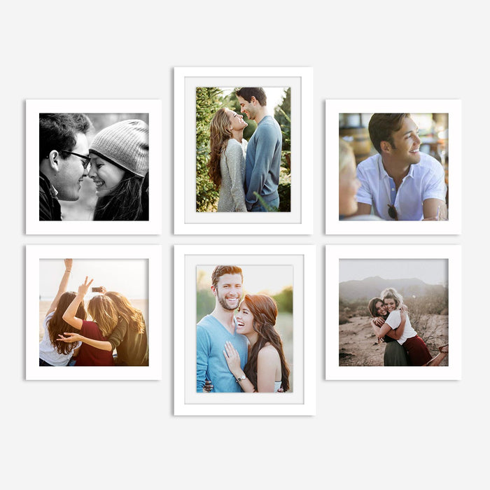 Set of 6 White Photo Frame for Home Décor Living Room Wall Decoration (Size - 8X8, 8X10 Inches)