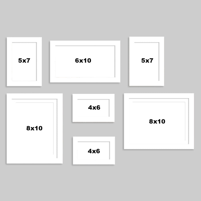 Set of 7 Individual White Photo Frame for Home Wall Decoration (Size - 4 x 6 Inches , 6 x 8 Inches , 5 x7 Inches , 6 x 10 Inches)