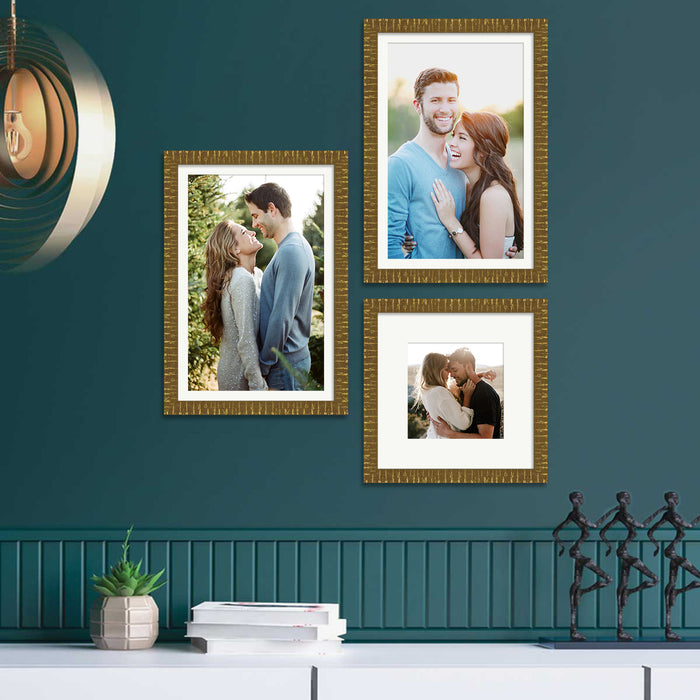 Elite ingot Home Décor Set of 3 Wall Photo Frames for Living Room Decoration (Size - 5 x 5, 6 x 10 Inches)