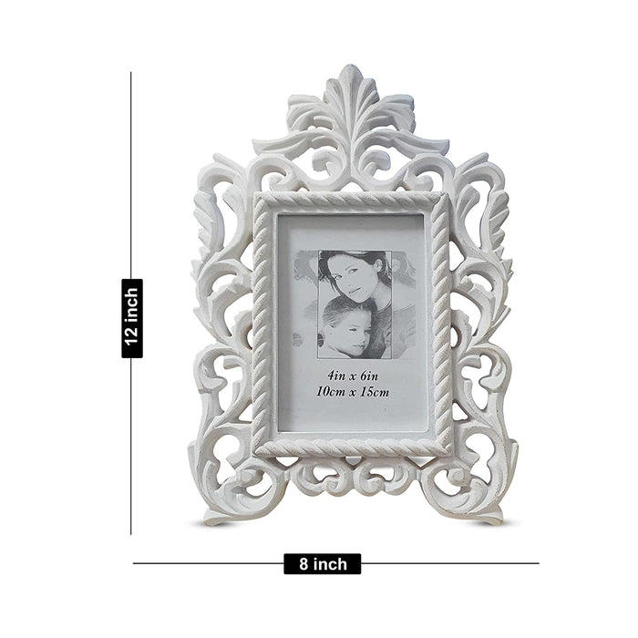 Decorative Table Top Photoframes for Home Décor Photoframe with Art Prints for Living Room and Table Decoration (Color - White, Size - 4 x 6 Inchs)