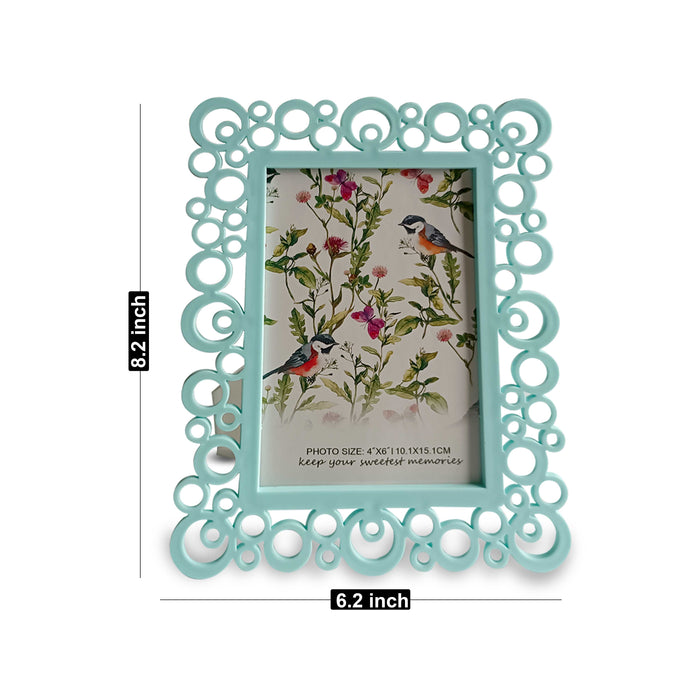 Decoralicious White Designer Circular Table Top Photo Frame Perfect For Office & Home Decor ( Size 4x6 )