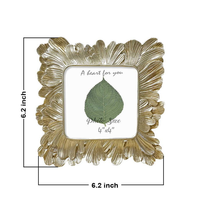 Gold Leaves Design Premium Luxury Table Photo Frame For Home décor Size;- 4x4 Inch