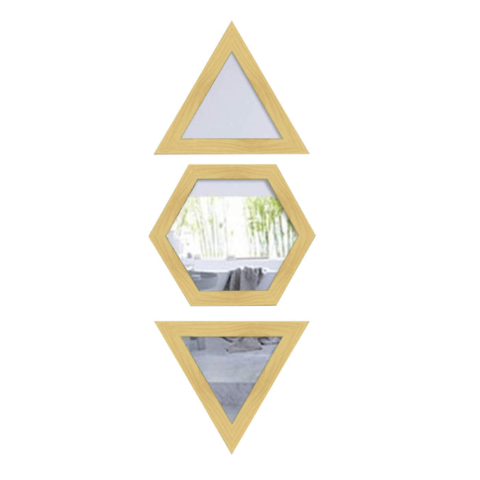 Decorative Mirror Set of 3 Hexagon Triangular Shape for Home Decoration & Wall Decoration- Size-10x10inches,9.6"*11inches.DECORATIVE MIRROR