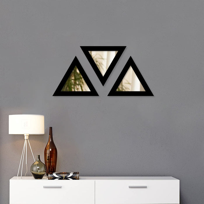 Decorative Mirror Set of 3 Triangle Wall Mirror for Home Decoration Multi Color