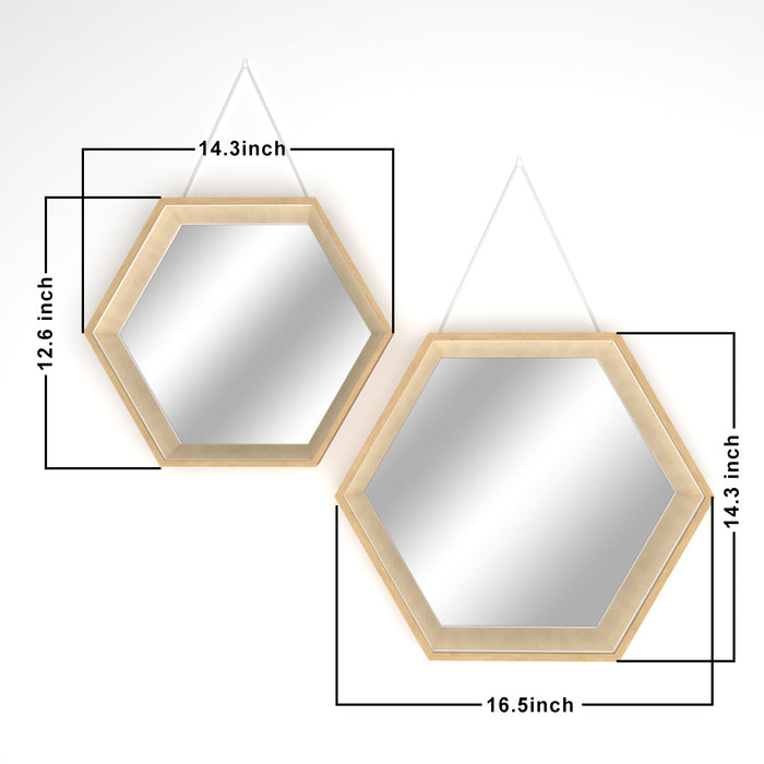 Premium Decorative Set of 2 Hexagonal Decorative Wall Mirror For Living Room.