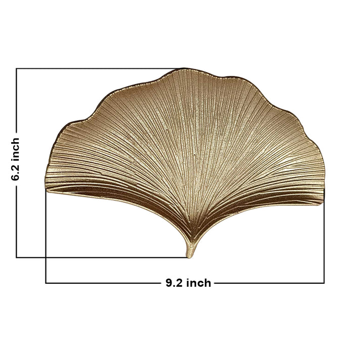 Carved Wooden Gingko Leaf Decorative MDF Plaque Wall Décor, Wall Hanging Carved Decal for Home Décor, Living Room & Bedroom (Golden, Set of 3, 6.2 x 9.2 Inches)