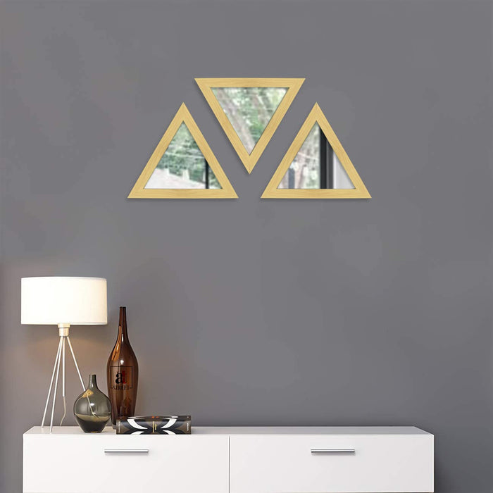 Decorative Mirror Set of 3 Triangle Wall Mirror for Home Decoration Multi Color