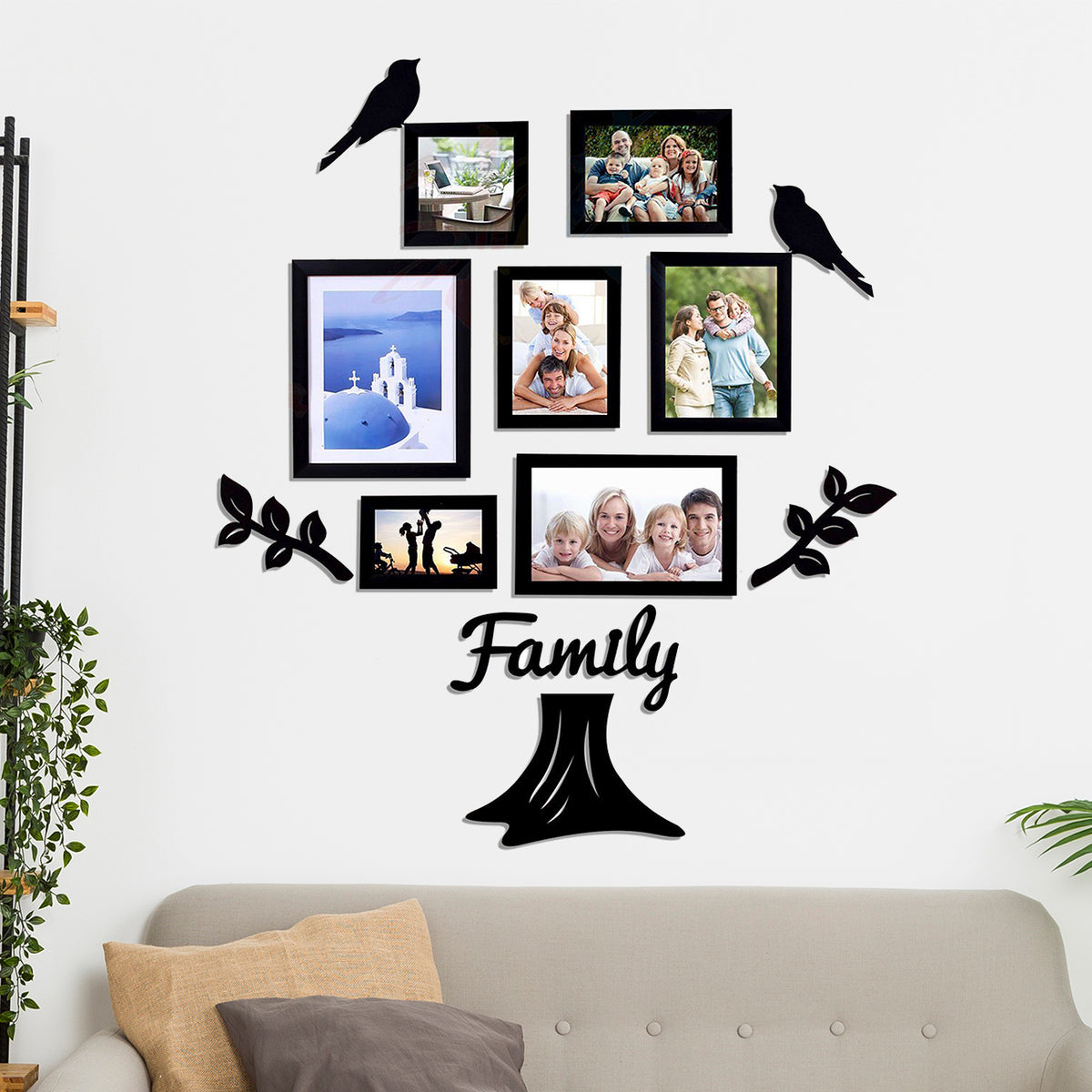 Set of 7 Family Tree Individual Wall Photo Frame With MDF Plaque- (2 L ...