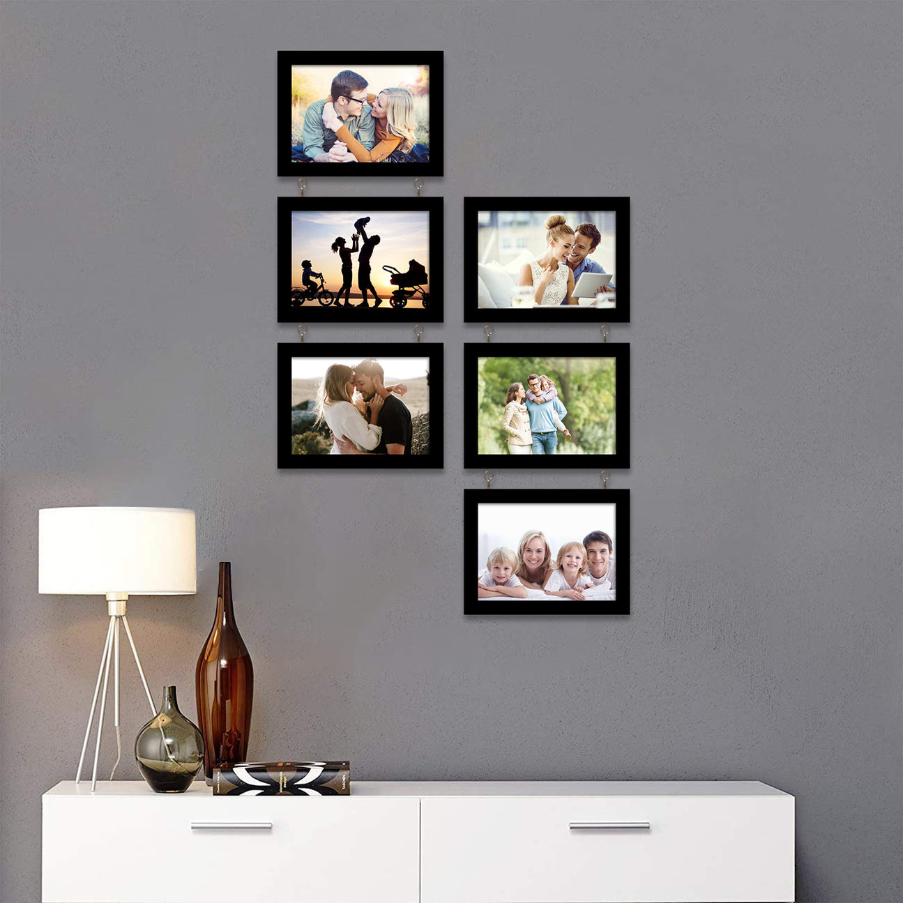 Prime Impressive Drop Chain Photo Frame Black Set of 6 ( Size 5