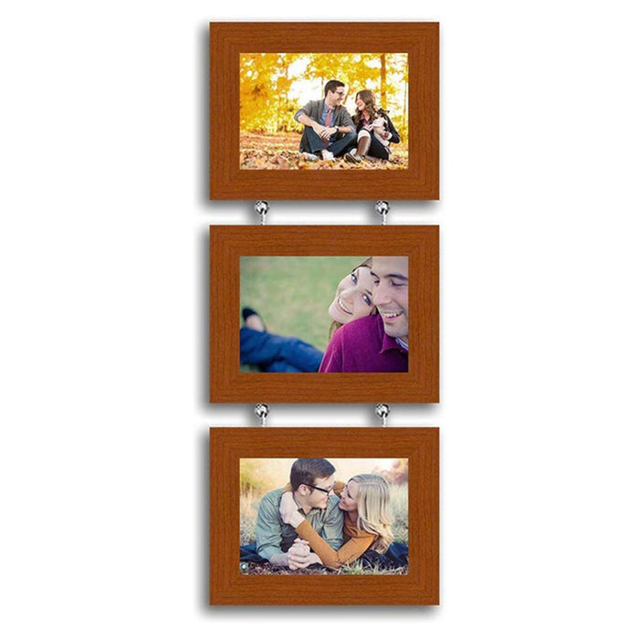 Brown MDF Hanging Drop Chain Photo Frame Set Of 3