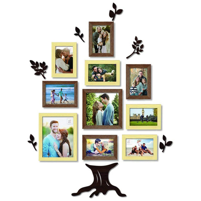 Family Tree Photo Frame Set of 10 Wall Photo Frame with MDF Plaque ( Size 5x7, 8x8, 8x10 inches )