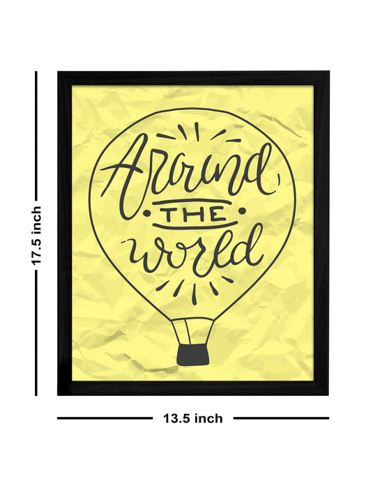 Around The World Theme Framed Art Print, For Home & Office Decor Size - 13.5 x 17.5 Inch