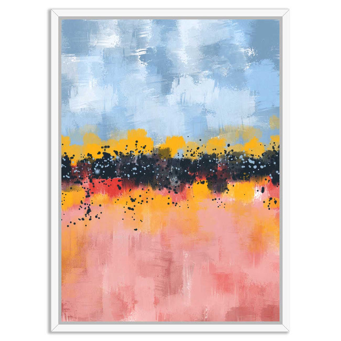 Blue & Pink Abstract Theme Canvas Painting with Wooden Frame.Color -(Blue & Pink)