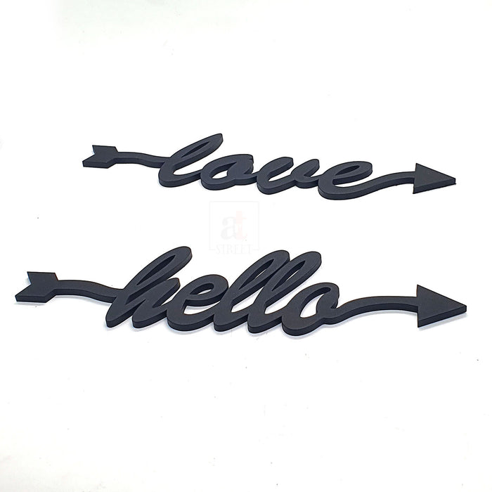 Art Street Love Hello MDF Plaque Painted Cutout Ready to Hang Home Décor, Wall Décor, Wall Art